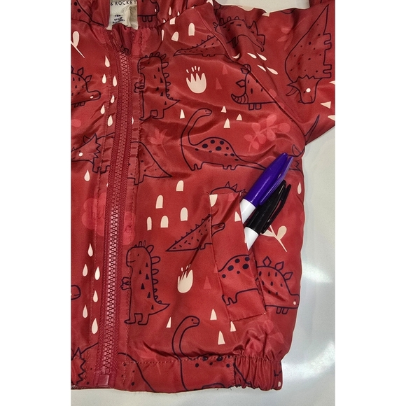 Red Dinosaur Kids Puffer Jacket - Picture 7 of 8
